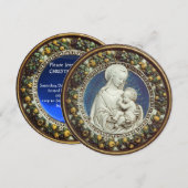 VIRGIN EN CHILD FLORAL CROWN Blue Gem Kerstmis Kaart (Voorkant / Achterkant)