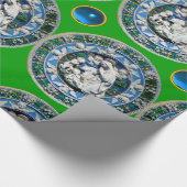 VIRGIN EN CHILD MET ANGELS, Blue Sapphire Green Cadeaupapier (Hoek)