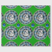 VIRGIN EN CHILD MET ANGELS, Blue Sapphire Green Cadeaupapier (Vlak)