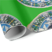 VIRGIN EN CHILD MET ANGELS, Blue Sapphire Green Cadeaupapier (Rol Hoek)