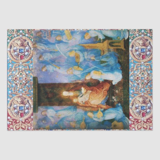 VIRGIN EN KIND, ANGELBEZORGDHEID, PRECIEUZE JEWELS TISSUEPAPIER (Voorkant)