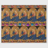 VIRGIN EN KIND MET ANGELS, BLAUWE GEMSTONES CADEAUPAPIER (Vlak)