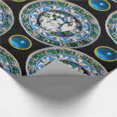 VIRGIN EN KIND MET ANGELS, Rondblauw saffier Cadeaupapier (Hoek)