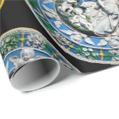 VIRGIN EN KIND MET ANGELS, Rondblauw saffier Cadeaupapier (Rol Hoek)