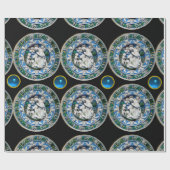 VIRGIN EN KIND MET ANGELS, Rondblauw saffier Cadeaupapier (Vlak)