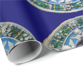 VIRGIN EN KIND MET ANGELS, Rondblauw saffier Cadeaupapier (Rol Hoek)