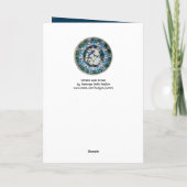 VIRGIN EN KIND MET ANGELS, Rondblauw saffier Feestdagen Kaart (Achterkant)