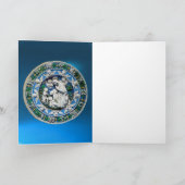 VIRGIN EN KIND MET ANGELS, Rondblauw saffier Feestdagen Kaart (Binnen)