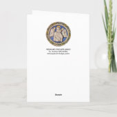 VIRGIN EN KIND MET ANGELS, Rondblauw saffier Feestdagen Kaart (Achterkant)