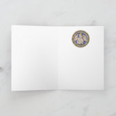 VIRGIN EN KIND MET ANGELS, Rondblauw saffier Feestdagen Kaart (Binnen)