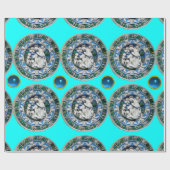 VIRGIN EN KIND MET ANGELS, Turquoise Blue Cadeaupapier (Vlak)