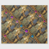 VIRGIN EN KIND MET BLAUW, PINK, PAARSE GEMSTONEN CADEAUPAPIER (Vlak)