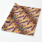 VIRGIN EN KIND MET BLAUW, PINK, PAARSE GEMSTONEN CADEAUPAPIER (Uitgerold)