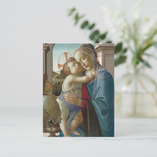 Virgin en kind met een engel, Sandro Botticelli Briefkaart (Staand voorkant)