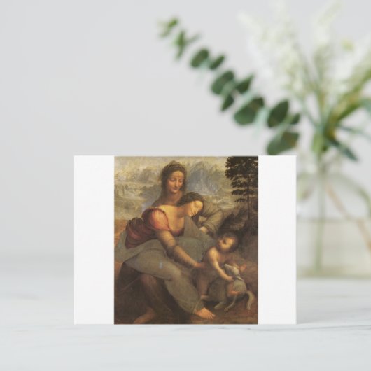 Virgin en kind met St. Anne en Lamb door Davinci Briefkaart (Staand voorkant)