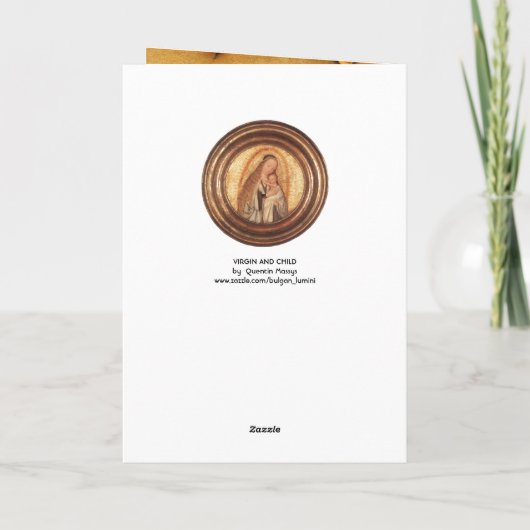 VIRGIN EN KIND, perkament Feestdagen Kaart (Achterkant)