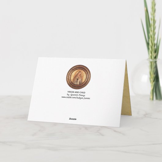 VIRGIN EN KIND, perkament Feestdagen Kaart (Achterkant)