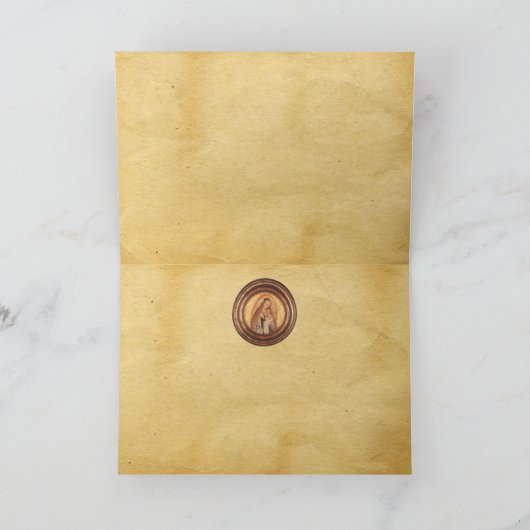 VIRGIN EN KIND, perkament Feestdagen Kaart (Binnen)