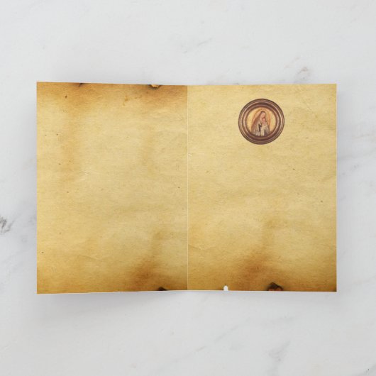 VIRGIN EN KIND, perkament Feestdagen Kaart (Binnen)