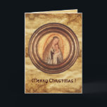 VIRGIN EN KIND, perkament Feestdagen Kaart<br><div class="desc">Spiritueel en klassiek Renaissance-meesterstuk van de Vlaamse schilder Quentin Massys in levendige bruine,  witte,  goudgele kleuren. Olie op hout met gouden folie.</div>