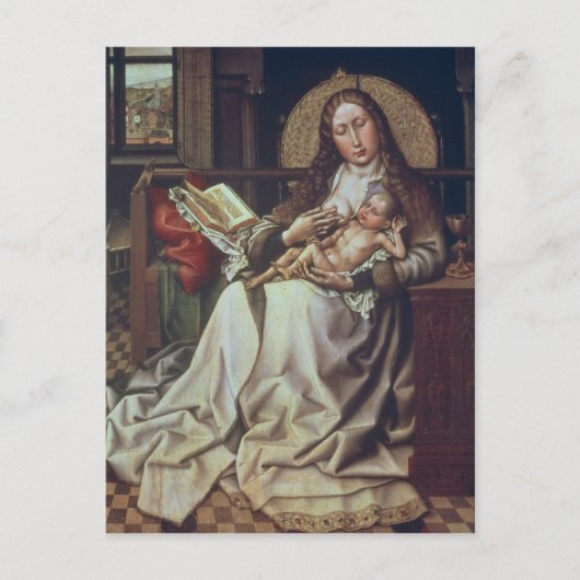 Virgin en kind voor een Firescreen, c.1440 Briefkaart (Voorkant)