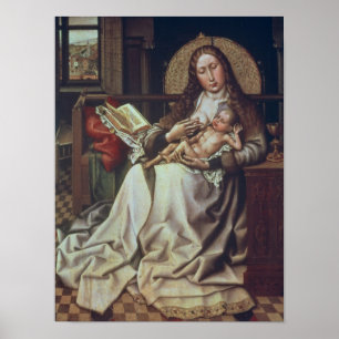 Virgin en kind voor een Firescreen, c.1440 Poster
