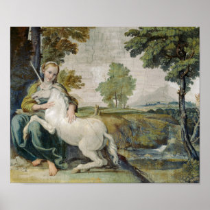 Virgin en Unicorn - Domenichino Palazzo Farnese Poster