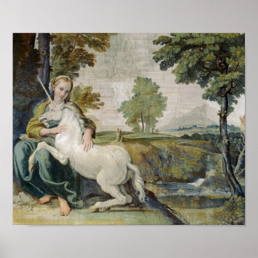 Virgin en Unicorn - Domenichino Palazzo Farnese Poster (Voorkant)