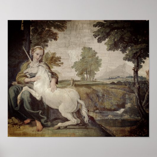 Virgin en Unicorn - Domenichino Palazzo Farnese Poster (Voorkant)
