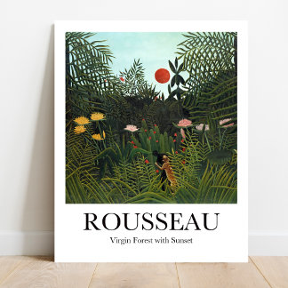 Virgin Forest met Sunset van Henri Rousseau Poster