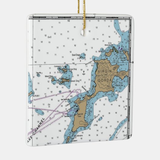 Virgin Gorda BVI Chart Keramisch Ornament (Rechts)