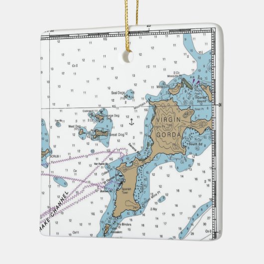 Virgin Gorda BVI Chart Keramisch Ornament (Links)