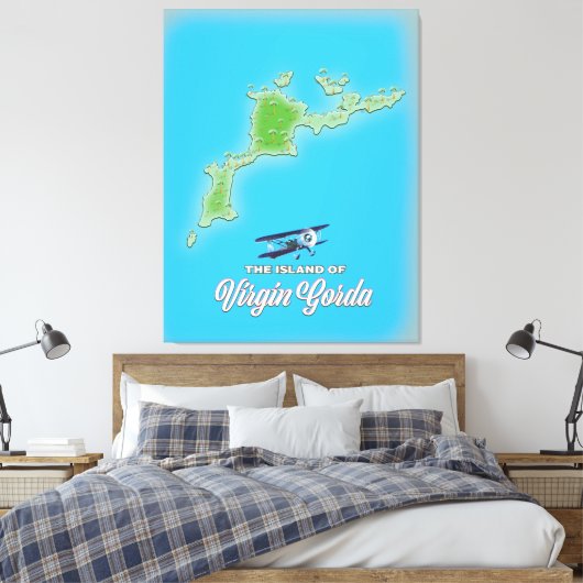 Virgin Gorda Kaart Canvas Afdruk (Insitu (Slaapkamer))