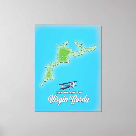 Virgin Gorda Kaart Canvas Afdruk (Voorkant)