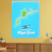 Virgin Gorda Kaart Canvas Afdruk (Insitu (Woonkamer))