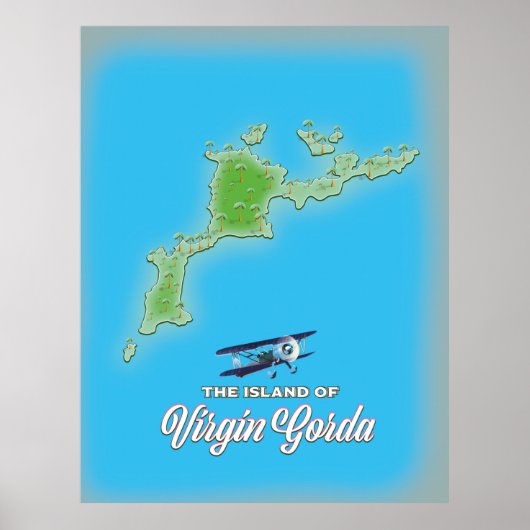 Virgin Gorda Kaart Poster (Voorkant)