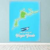 Virgin Gorda Map Canvas Afdruk (Insitu (Houten vloer))