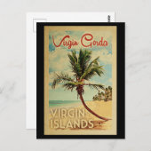 Virgin Gorda Palm Tree Vintage Travel Briefkaart (Voorkant / Achterkant)