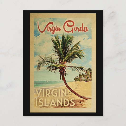 Virgin Gorda Palm Tree Vintage Travel Briefkaart (Voorkant)