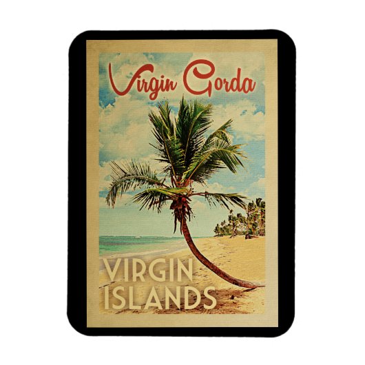Virgin Gorda Palm Tree Vintage Travel Magneet (Verticaal)