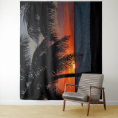 Virgin Islands Sunset Caribbean Ocean Palm Trees Wandkleed (In situ)