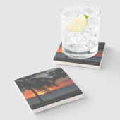 Virgin Islands Sunset Caribbean Palm Trees Stenen Onderzetter (Zijkant)