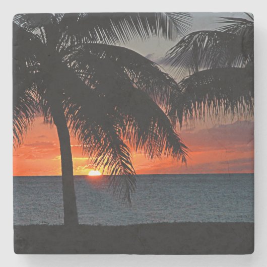 Virgin Islands Sunset Caribbean Palm Trees Stenen Onderzetter (Voorkant)