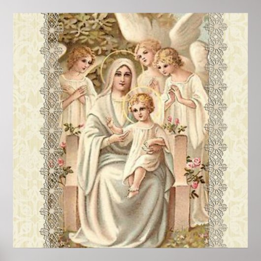 Virgin Madonna Mary met Child Jesus & Angels Poster (Voorkant)