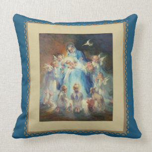 Virgin Madonna Mary met Christus Jezus Angels Kussen