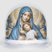 Virgin Mary and Christ Child in Soft Blues Golds Sneeuwbol (Voorkant)