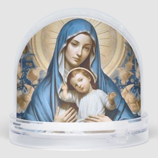 Virgin Mary and Christ Child in Soft Blues Golds Sneeuwbol (Achterkant)