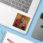 Virgin Mary and Jesus Child by Jan Rombauer Sticker (Laptop met iPhone)
