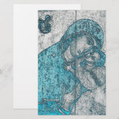 Virgin Mary Baby Jesus Angel Portret  Blue Briefpapier (Voorkant / Achterkant)