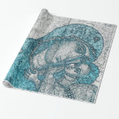 Virgin Mary Baby Jesus Angel Portret  Blue Cadeaupapier (Uitgerold)